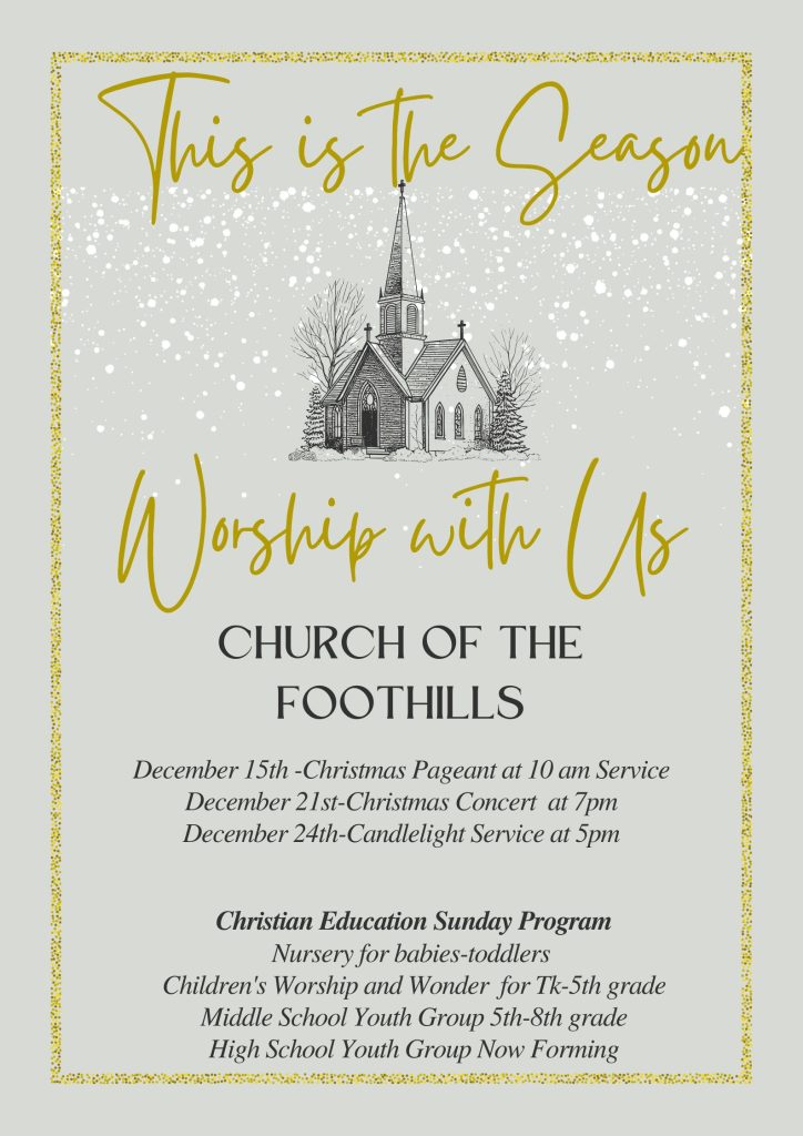 A beautiful grey and gold poster highlighting our Christmas activities and concerts